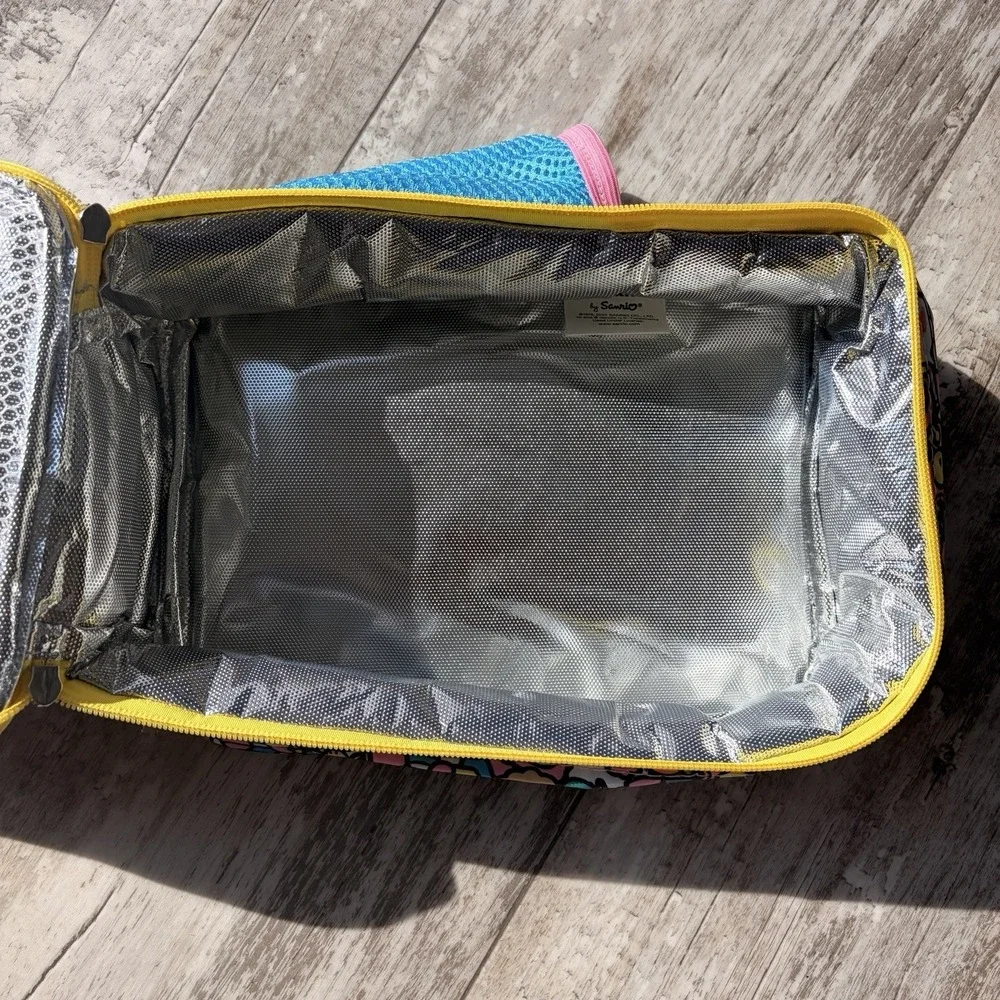 Hello Kitty Brand Lunch Box Sequinned with Bottle Holder Insulated Double Zipper